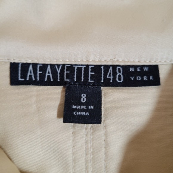 Lafayette 148 Jacket‎ Womens Beige Size 8 Full Zip Lightweight Moto Preppy 0455 - Picture 11 of 13